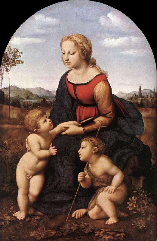 RAFFAELLO Sanzio The Virgin and Child with Saint John the Baptist (La Belle Jardinire)  af oil painting image